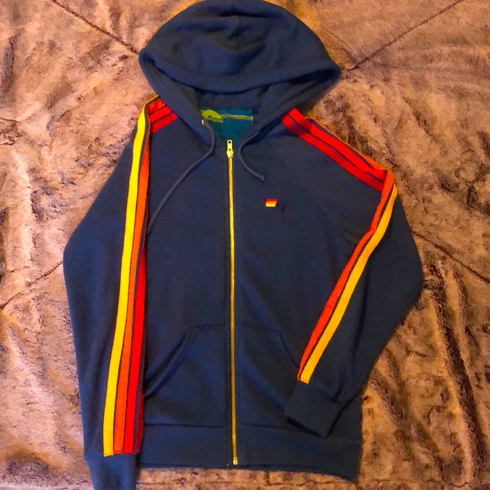 Aviator Nation Classic 4 Stripe Zip Hoodie